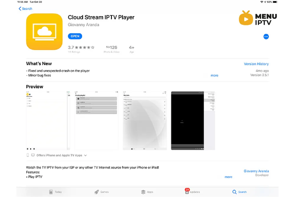 How to setup IPTV on iOS via Cloud Stream IPTV